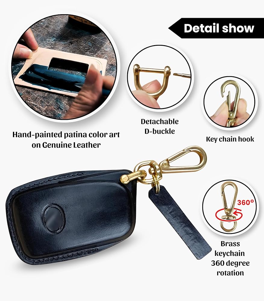 Amazon.com: ALEACAR Genuine Leather Key Fob Cover & Key